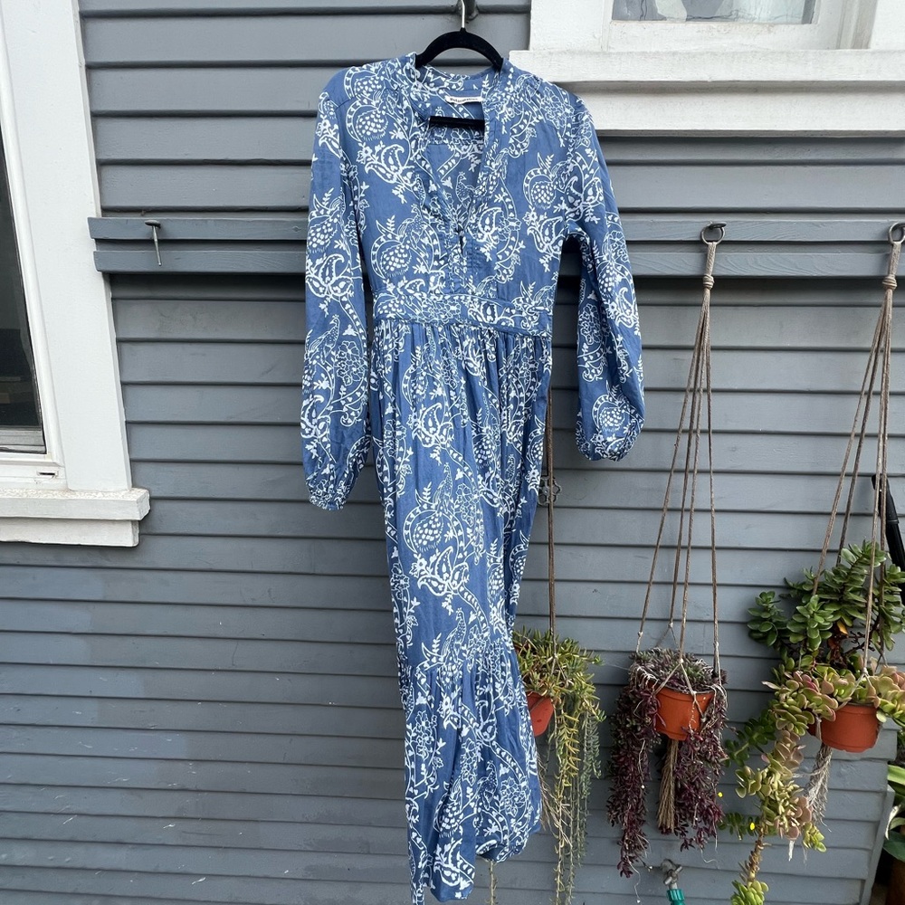 Reformation Blue and White Maxi Dress